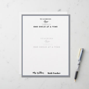 Teacher name elegant quote modern white frame letterhead