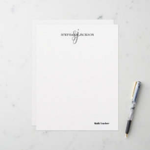 Teacher name elegant quote modern white frame letterhead