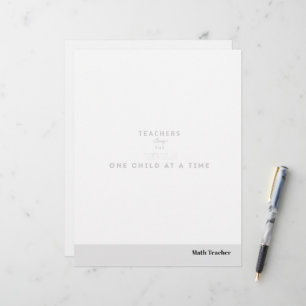 Teacher name elegant quote modern white frame letterhead
