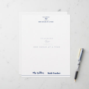 Teacher name elegant quote modern white frame letterhead