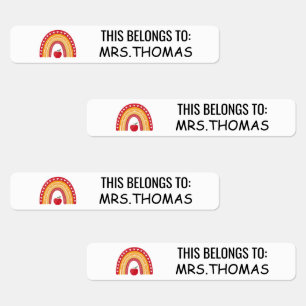 Teacher Name Labels – Personalized Rainbow Design