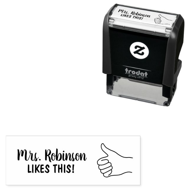 Teacher Name Likes This Thumbs Up Grades Self-inking Stamp (In Situ)