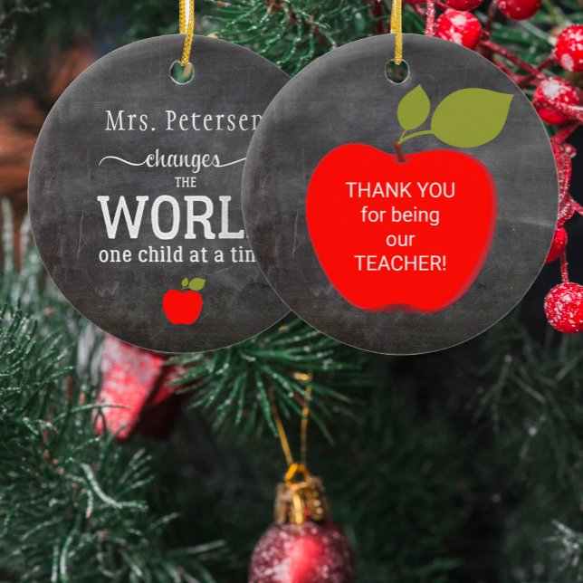 Teacher name personalized quote blackboard  ceramic ornament (Creator Uploaded)