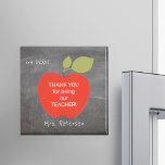 Teacher name | Red apple blackboard thank you Magnet<br><div class="desc">A big red apple and your custom text inside on a school chalkboard background. Personalize this fridge magnet with your teacher's name and grade! It could be a thoughtful and cute thank you gift for your teacher on appreciation day,  on your graduation day or when going back to school.</div>