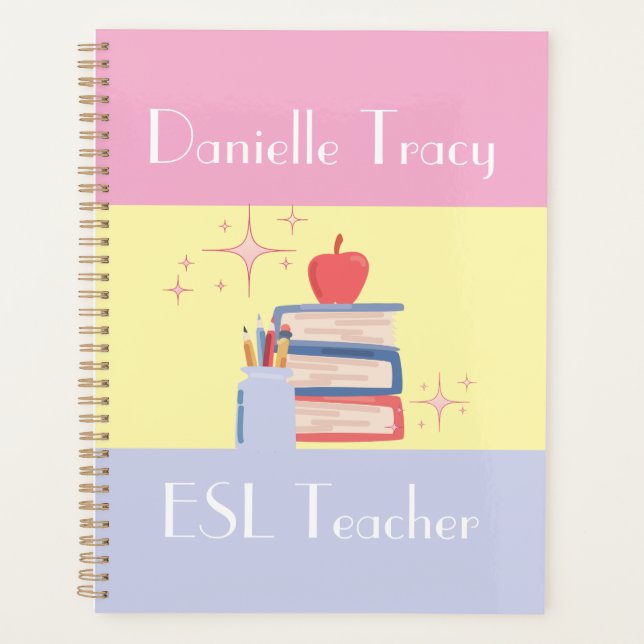 Teacher Name & Specialty/Grade Colourful Custom Planner (Front)