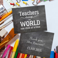 Teacher name thank you white typography chalkboard