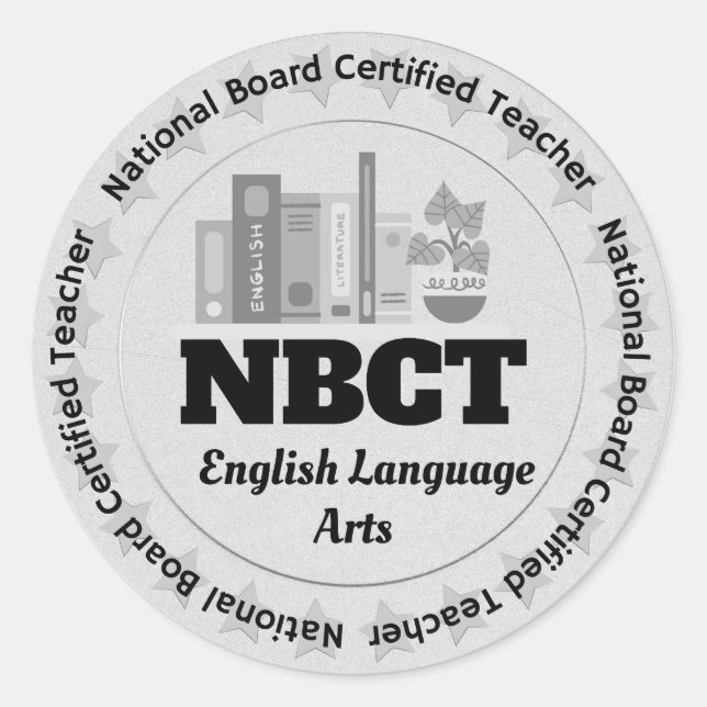 Teacher NBCT English Language Arts Certified  Classic Round Sticker (Front)