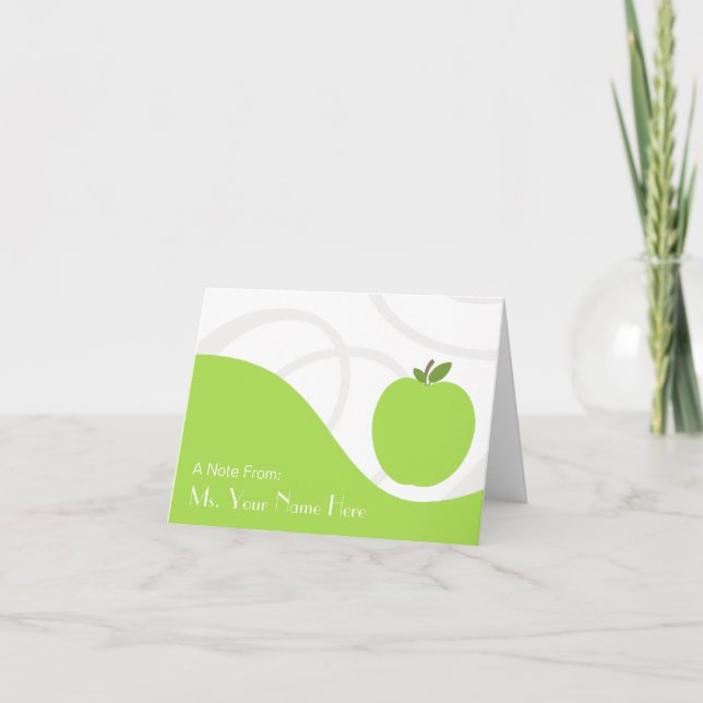Teacher Note Card - Green Apple (Front)