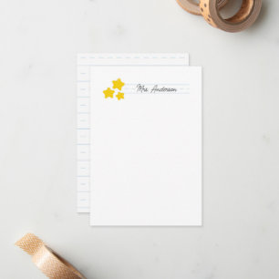 Teacher Note Cards Stationery Cute Gold Stars