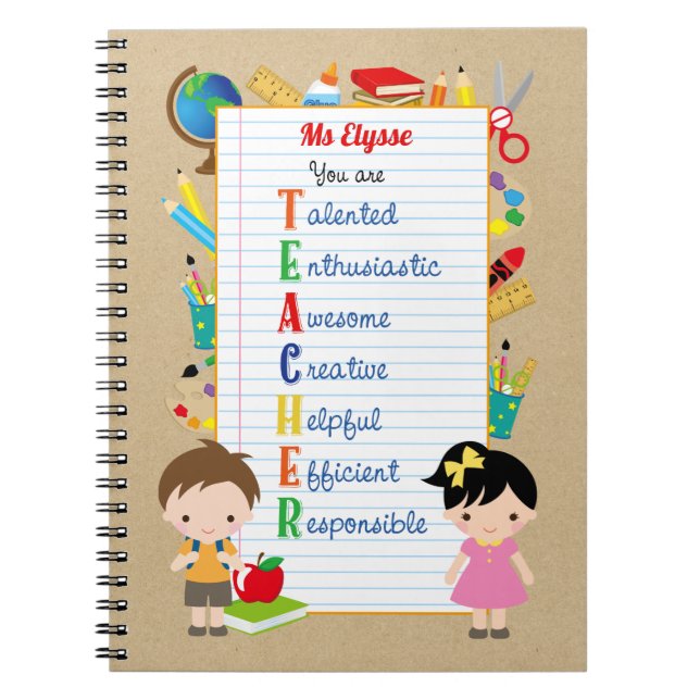 Teacher Notebooks - Cute Children Stationeries (Front)