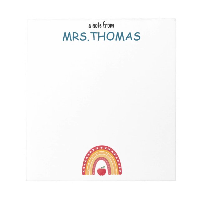 Teacher Notepad – A Note from Rainbow Design (Front)