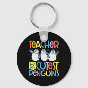 Teacher Of The Cutest Penguins Funny Penguin Back  Keychain