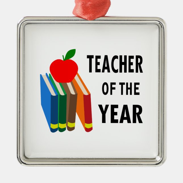 teacher of the year metal ornament (Front)