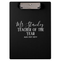 Teacher of the Year Personalized Modern Text Gift
