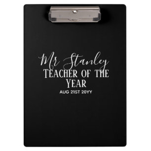 Teacher of the Year Personalized Modern Text Gift  Clipboard
