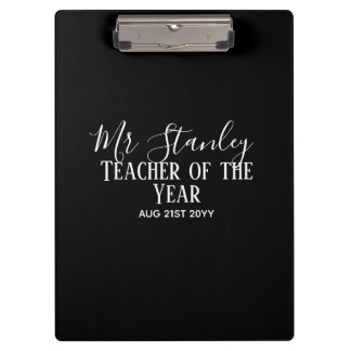 Teacher of the Year Personalized Modern Text Gift Clipboard
