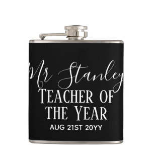 Teacher of the Year Personalized Modern Text Gift Hip Flask