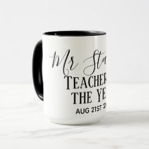 Teacher of the Year Personalized Modern Text Gift
