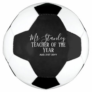 Teacher of the Year Personalized Modern Text Gift Soccer Ball