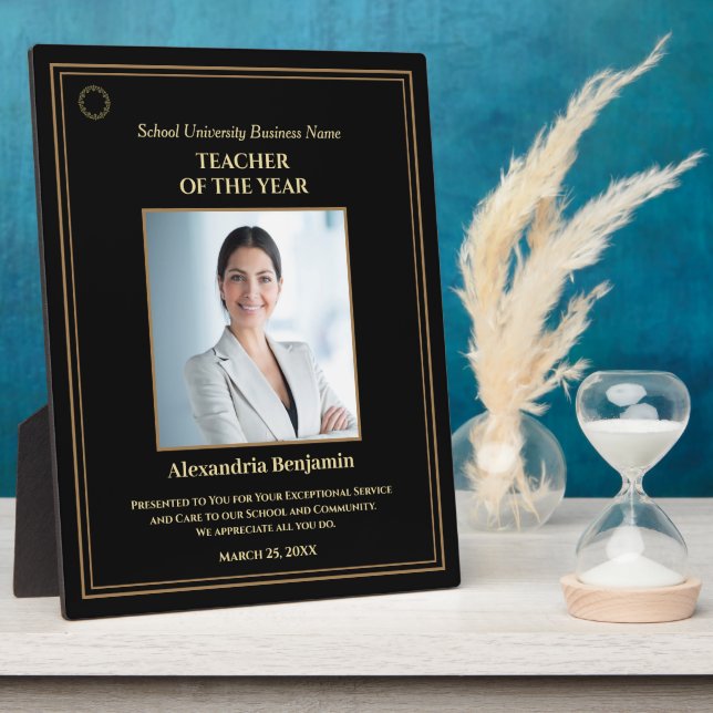 Teacher of the Year Photo Gold Personalize Award   Plaque (Side)