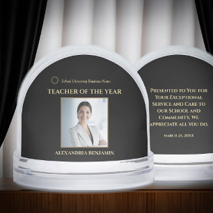 Teacher of the Year Photo Logo Gold Business  Snowglobe