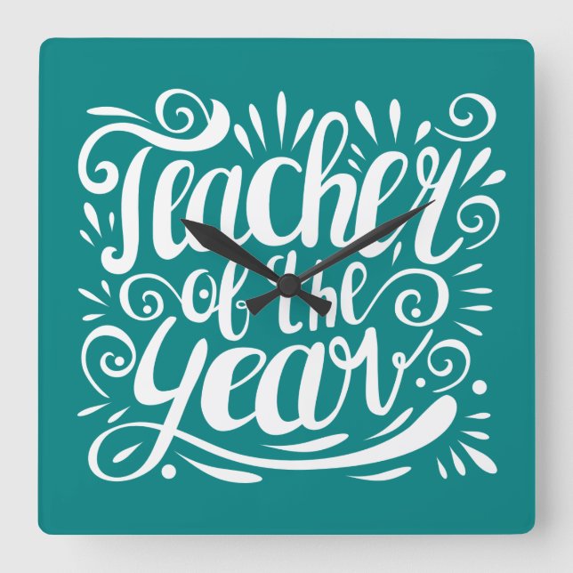 Teacher of the Year Square Wall Clock (Front)