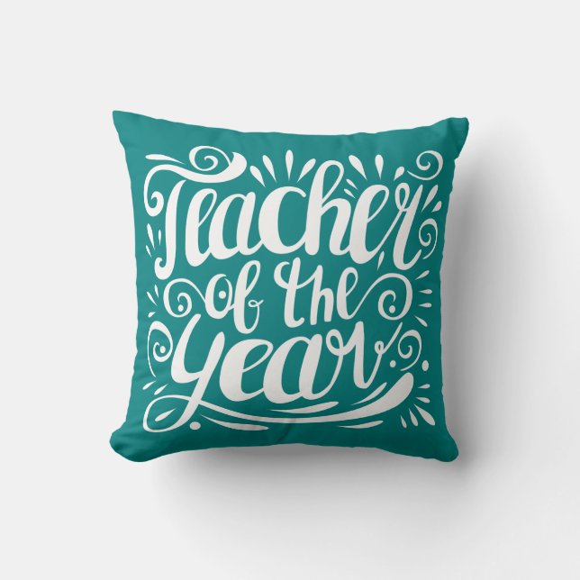 Teacher of the Year Throw Pillow (Front)