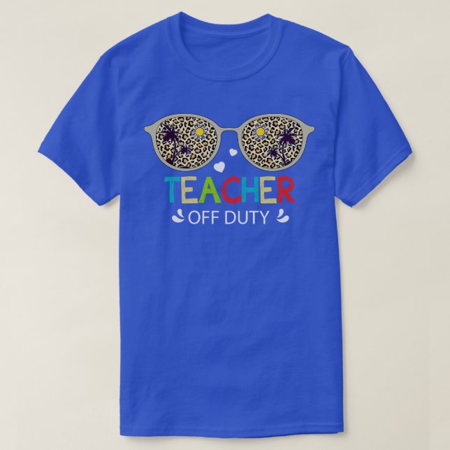 Teacher off Duty Cool Retro Leopard Print Sunglass T-Shirt (Design Front)