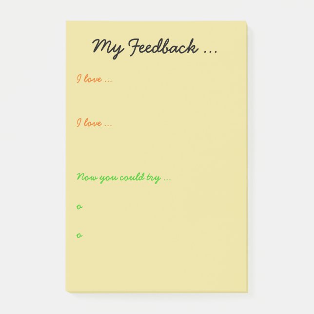 Teacher or student feedback post-it notes (Front)