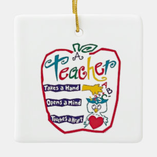 "TEACHER" ORNAMENT APPLE AND THANKS