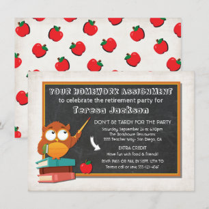 Teacher Owl with chalkboard party invitation