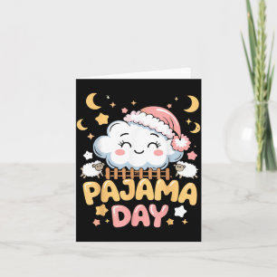 Teacher Pajama Day Shirt, Funny Cloud Sleever Scho Card