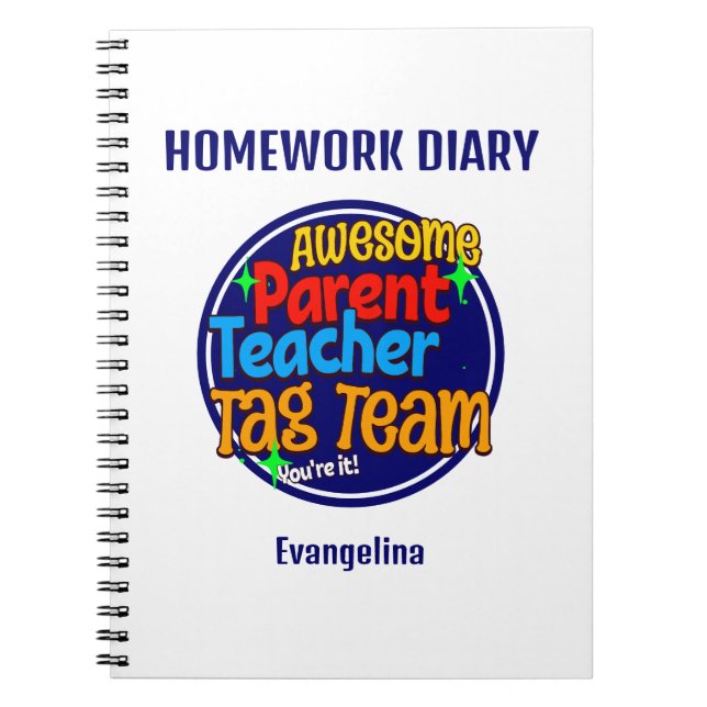 Teacher Parent TAG TEAM Homework Journal (Devant)