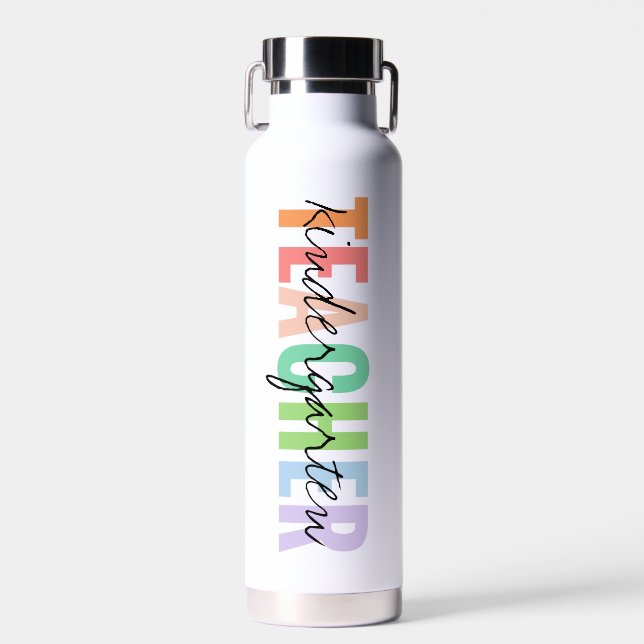  Teacher Pastel Rainbow Water Bottle (Front)