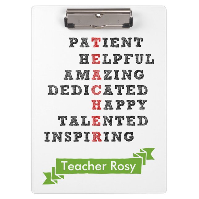 Teacher Personal Stationery - Characteristics Clipboard (Front)