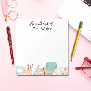 Teacher personalized back to school crayons supply notepad
