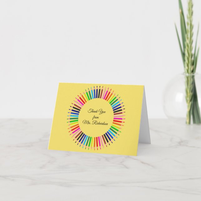 Teacher Personalized (Blank inside) Thank You Card (Front)