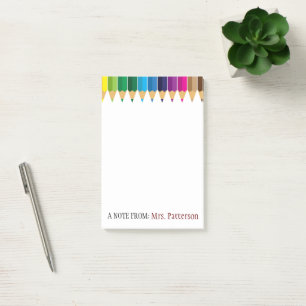 Teacher Personalized Color Pencil Post It Notes
