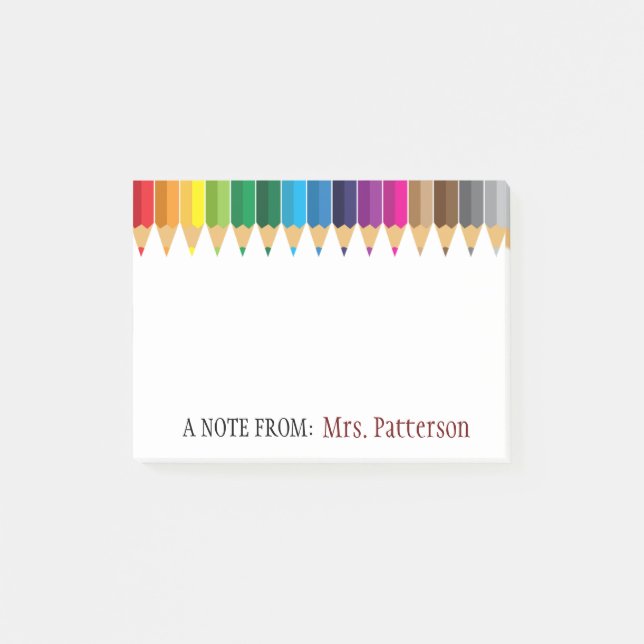 Teacher Personalized Color Pencil Post It Notes (Front)