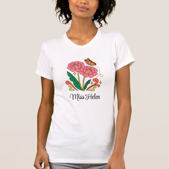 Teacher Personalized Flower Name Shirt Gift (Front)