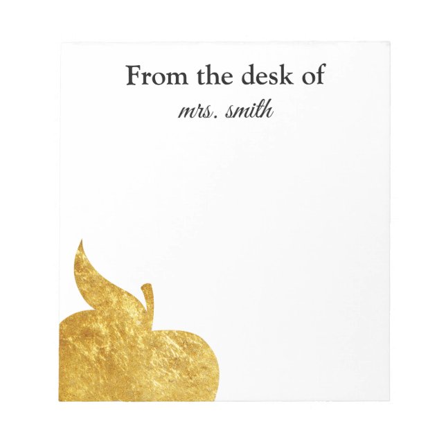 Teacher Personalized Gold Apple Notepad (Front)