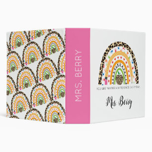 Teacher Personalized Modern Rainbow Binder