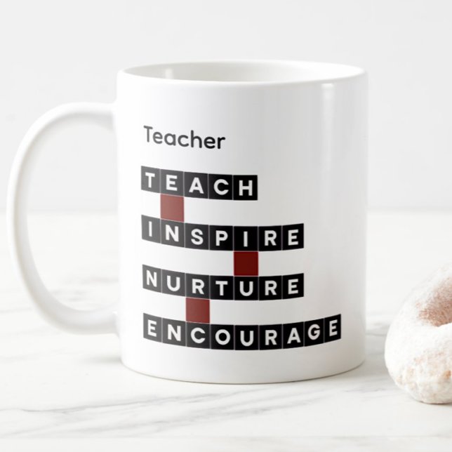 Teacher Personalized Name Values Black Tile Coffee Mug (Creator Uploaded)