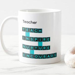 Teacher Personalized Name Values Teal Tile Coffee Mug