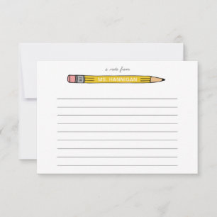 Teacher Personalized Note Cards with No. 2 Pencil