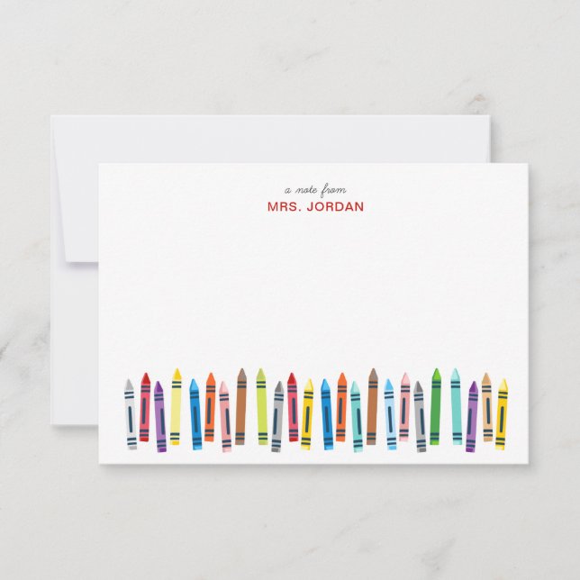 Teacher Personalized Note Cards with Wax Colouring (Front)