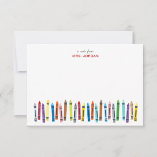 Teacher Personalized Note Cards with Wax Colouring
