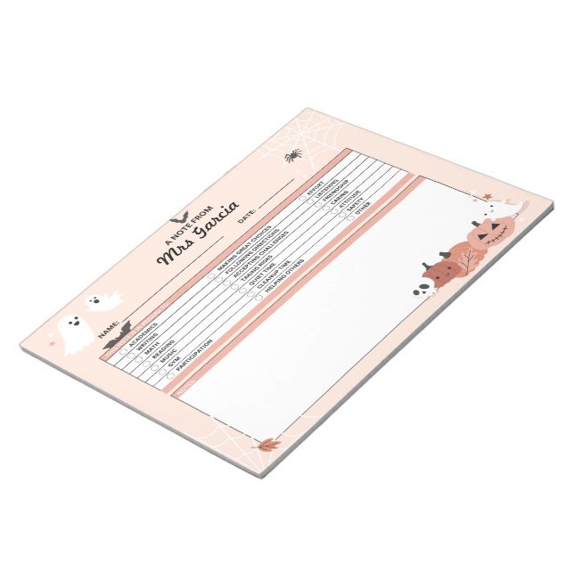 Teacher Personalized Notepad, Note From Teacher (Angled)