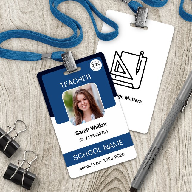 Teacher Photo ID Badge - School Staff - Navy Blue (Teacher Photo ID Badge - School Staff - Navy Blue)