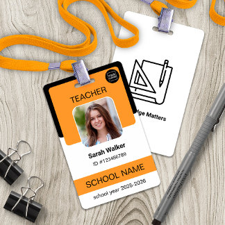 Teacher Photo ID Badge – School Staff - Yellow